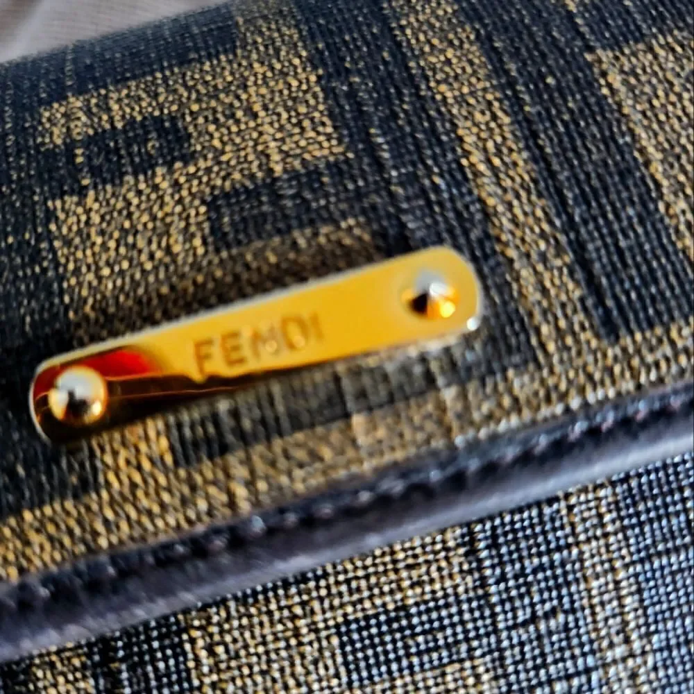 Fendi FF Logo Ckated Canvas Tri-Fold Wallet One-of-a-kind Y2K